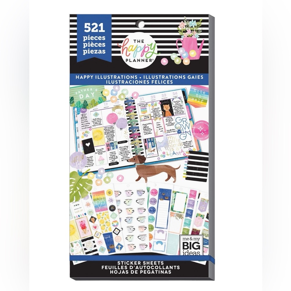 Me & My Big Ideas Sticker Sheets Happy Illustrations The Happy Planner 521 Pcs